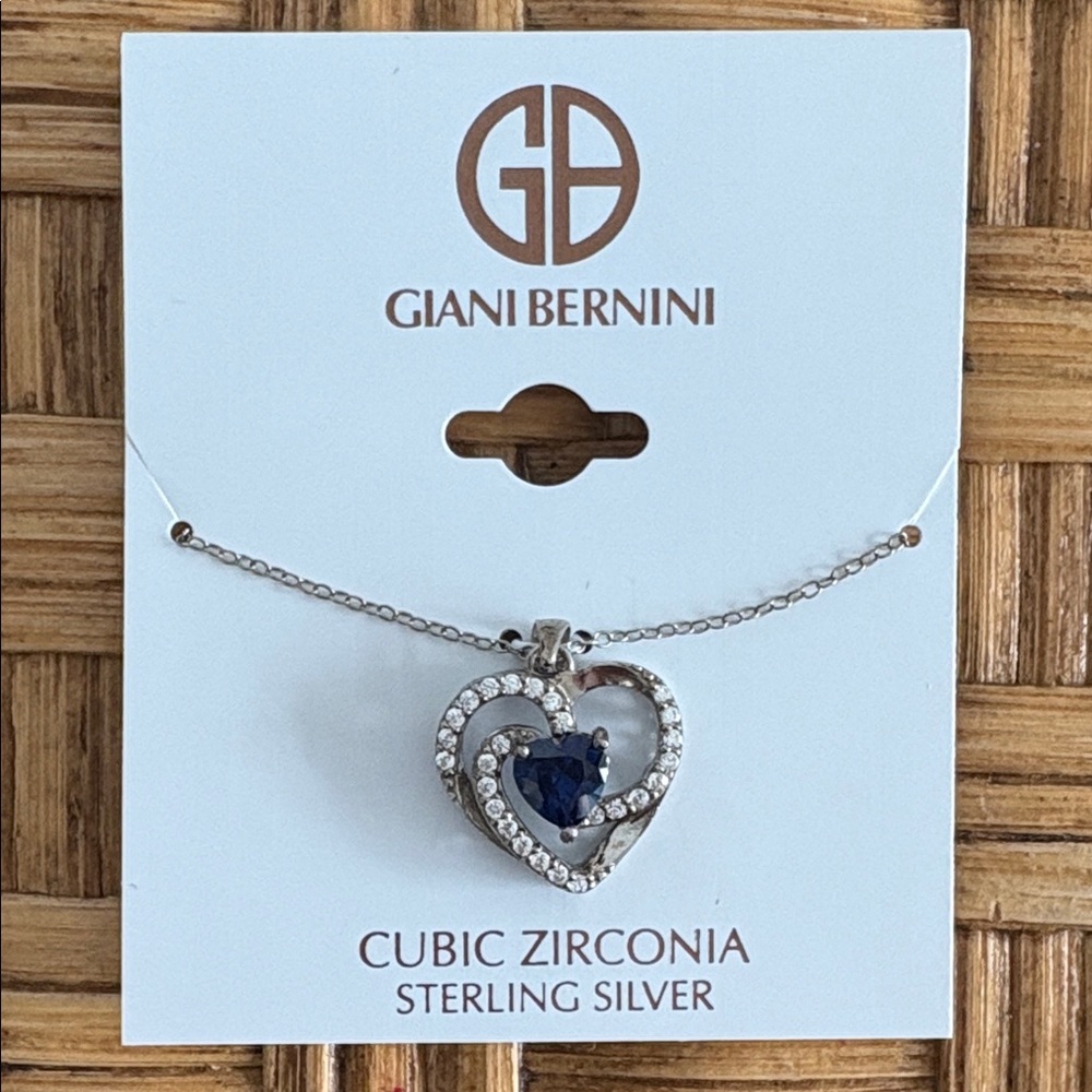 Giani Bernini Sterling Silver Heart Necklace with Blue Accent